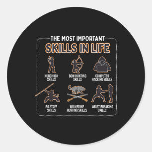 Nunchuck Skills The Most Important Skills In Life  Classic Round Sticker