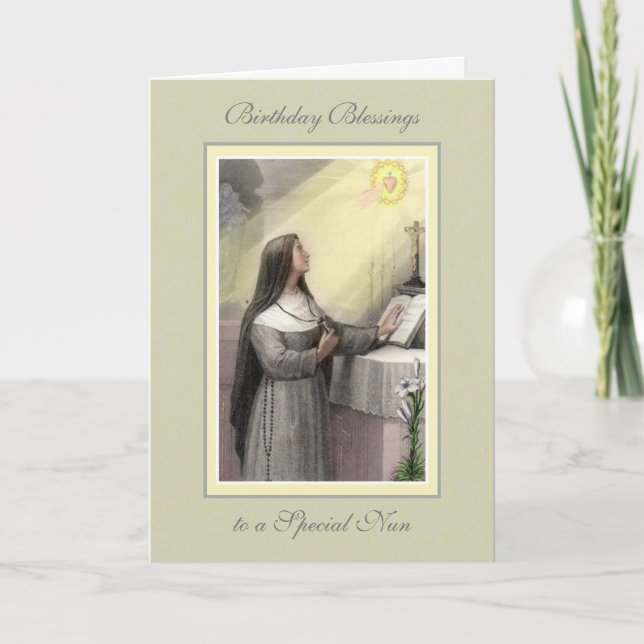 Nuns Birthday Blessings Celebration Card (Front)