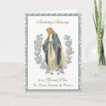 Nuns Birthday Blessings Celebration Virgin Mary Ca Card<br><div class="desc">This is a beautiful traditional Catholic customized image of Blessed Virgin Mary,  Our Lady of Grace overlaid on a wreath.  All text and fonts may be modified.</div>