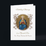 Nuns Birthday Blessings Celebration Virgin Mary Ca Card<br><div class="desc">This is a beautiful traditional Catholic customized image of Blessed Virgin Mary,  Queen of Heaven sitting on her throne.  All text and fonts may be modified.</div>