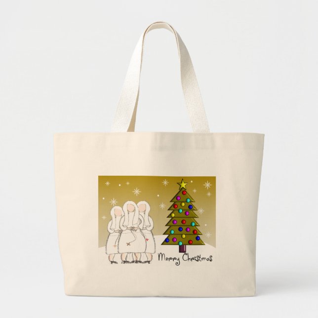 Nuns Christmas Cards and Gifts-Artsy Design Large Tote Bag (Front)
