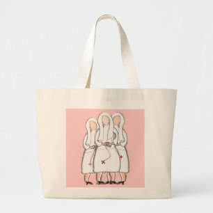 Nuns Gifts "Three Cloistered Sisters" Design Large Tote Bag