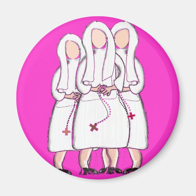 Nuns Gifts "Three Cloistered Sisters" Design Magnet (Front)