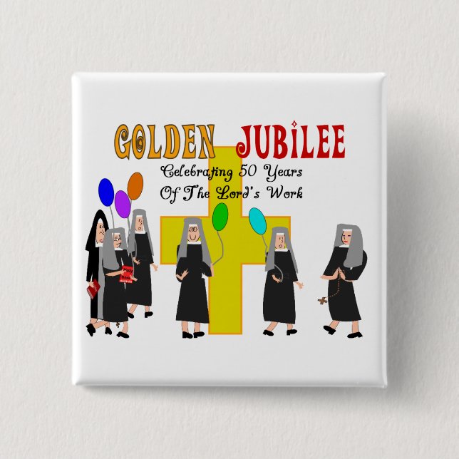 Nuns Golden Jubilee Gifts 2 Inch Square Button (Front)