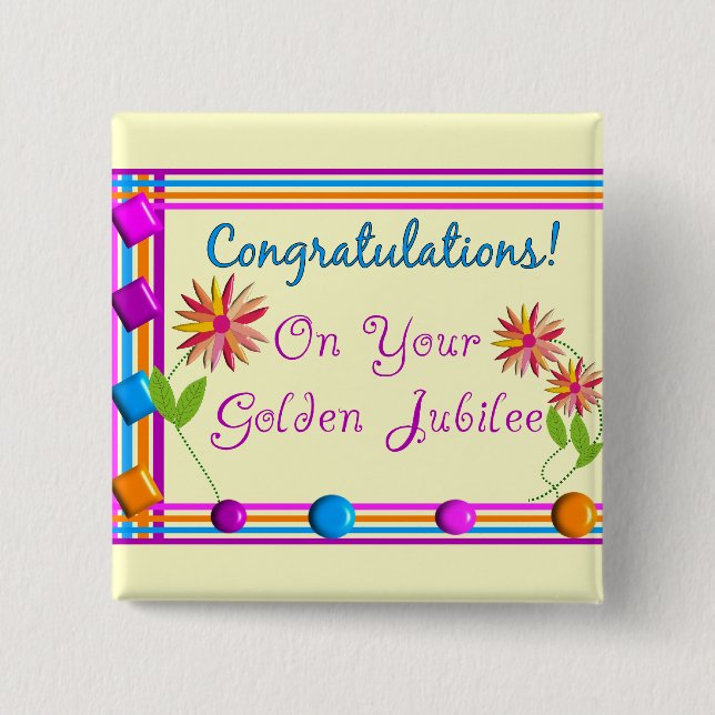 Nuns Golden Jubilee Gifts 2 Inch Square Button (Front)