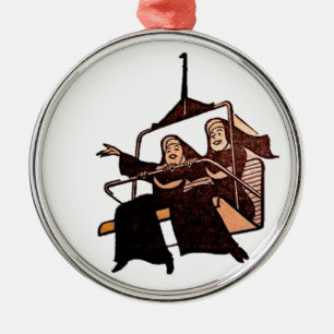 nuns having fun .jpg metal ornament