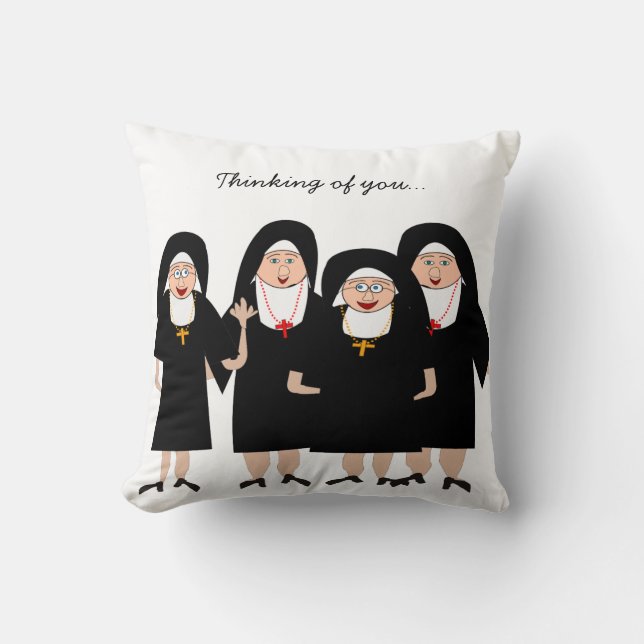 Nuns in Habits Throw Pillow (Front)