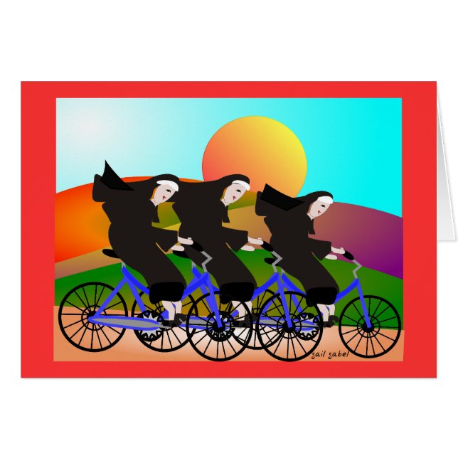 Nuns on Bicycles Art Gifts (Front Horizontal)