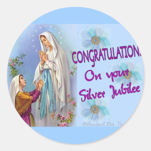 Nuns Silver Jubilee Gifts and Cards Classic Round Sticker (Front)