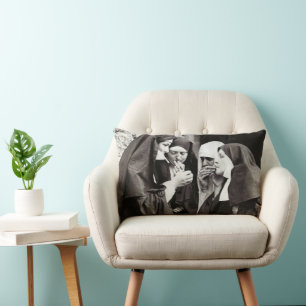 Nuns Smoking Vintage Photo Lumbar Pillow