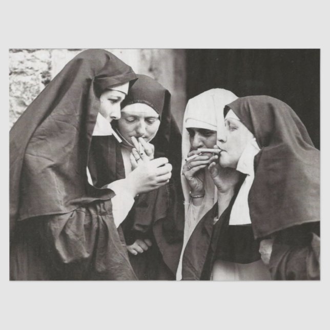Nuns Smoking Vintage Photo Tissue Paper (Front)