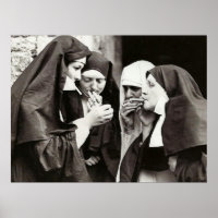 Nuns Smoking Vintage Photography Large