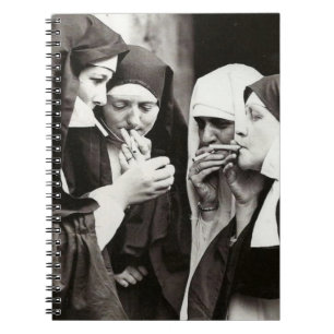 Nuns Smoking Vintage Photography Notebook