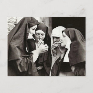 Nuns Smoking Vintage Photography Postcard