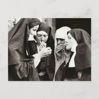 Nuns Smoking Vintage Photography Postcard