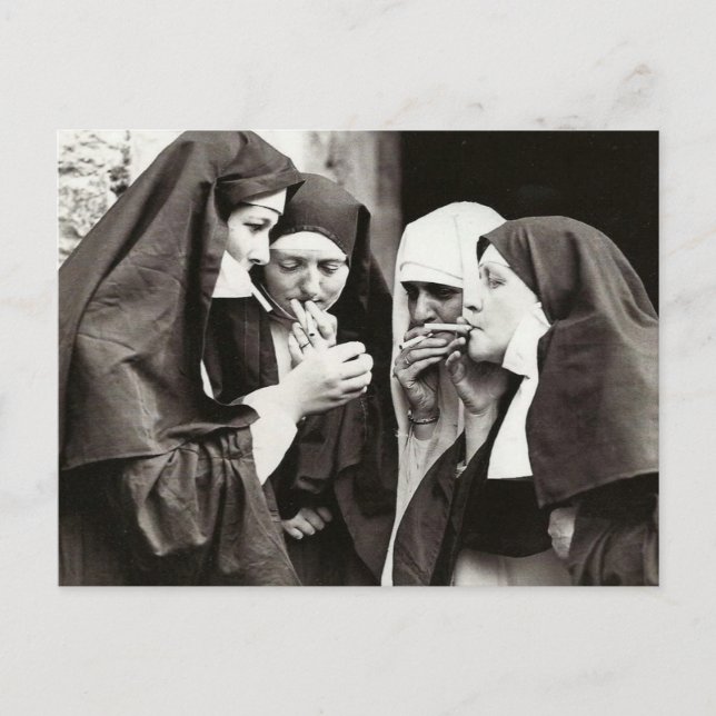Nuns Smoking Vintage Photography Postcard (Front)