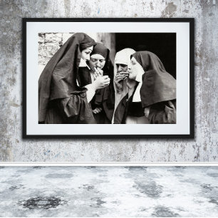 Nuns Smoking Vintage Photography Poster