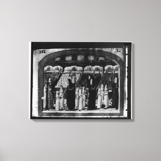 Nuns tending the sick at the Hotel Dieu Canvas Print (Front)