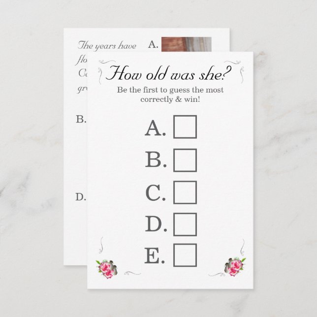 Nuptial Rose Bridal Shower Game Card (Front/Back)