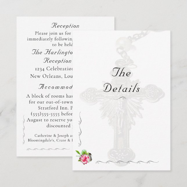 Nuptial Rose Catholic Wedding Enclosure Card (Front/Back)
