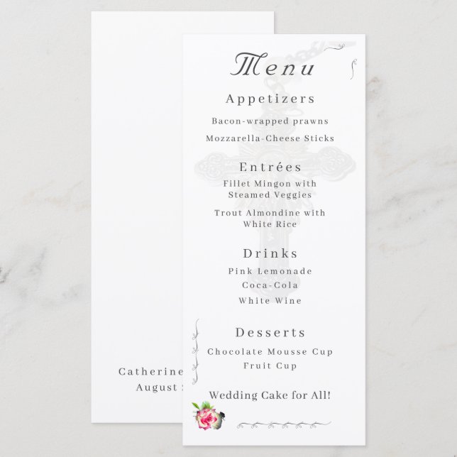 Nuptial Rose Wedding  Menu (Front/Back)