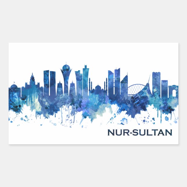 Nur-Sultan Kazakhstan Skyline Blue Sticker (Front)