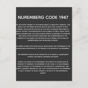 Nuremberg Code.  Acrylic Print Postcard