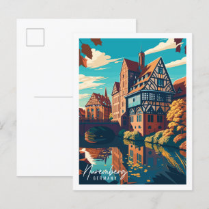 Nuremberg Germany vintage travel illustration Postcard