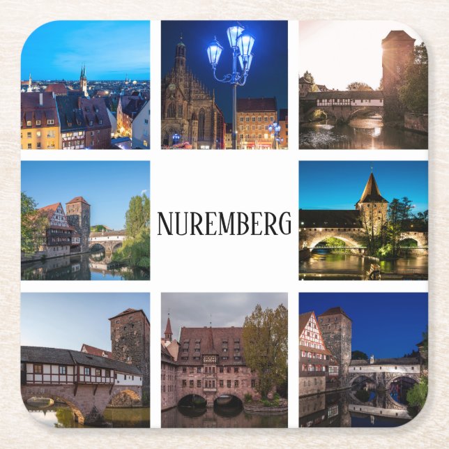 Nuremberg landscapes square paper coaster (Front)