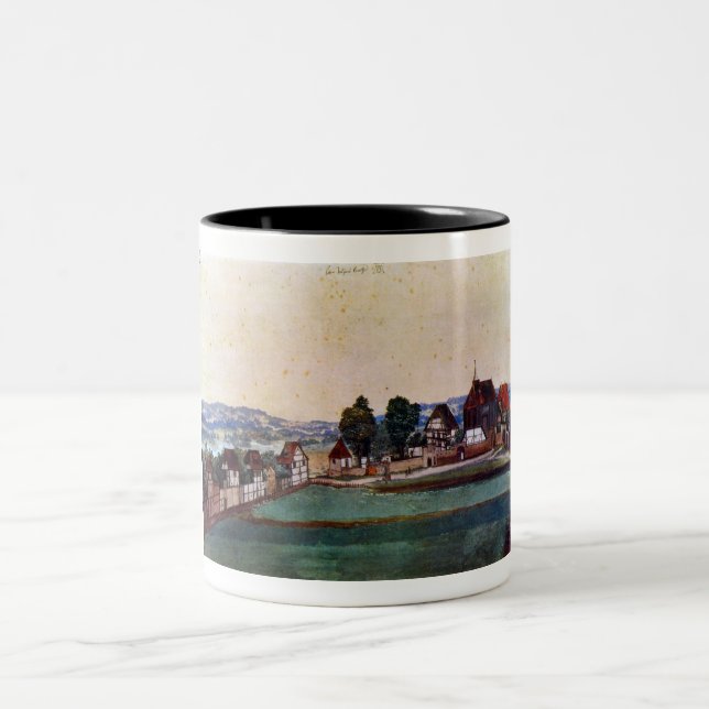 Nuremberg, Suburb with a church Two-Tone Coffee Mug (Center)