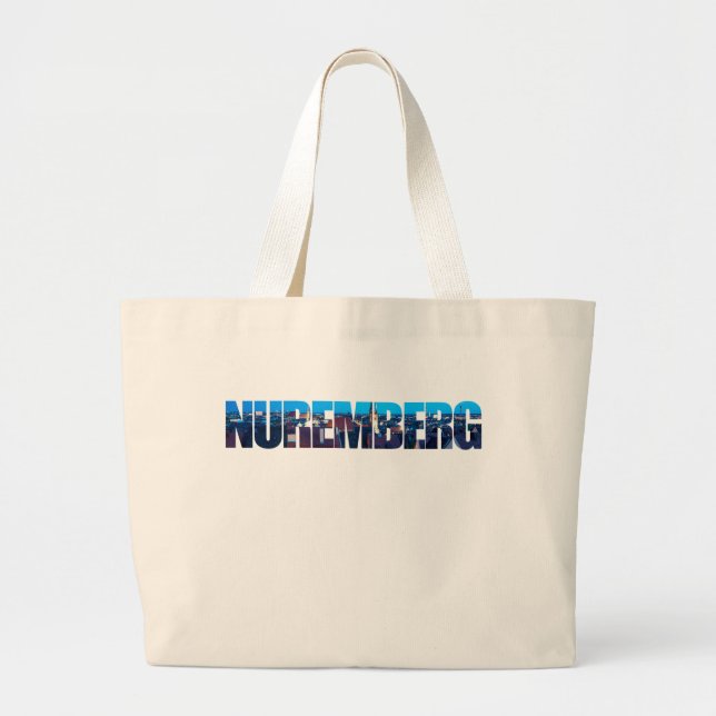 Nuremberg text composed of night old town view large tote bag (Front)