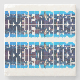 Nuremberg text composed of night old town view stone coaster