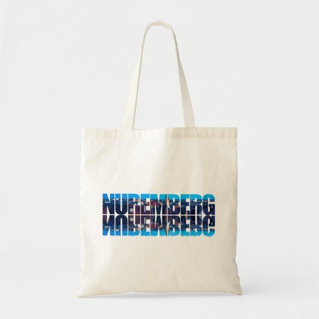 Nuremberg text composed of night old town view tote bag (Front)