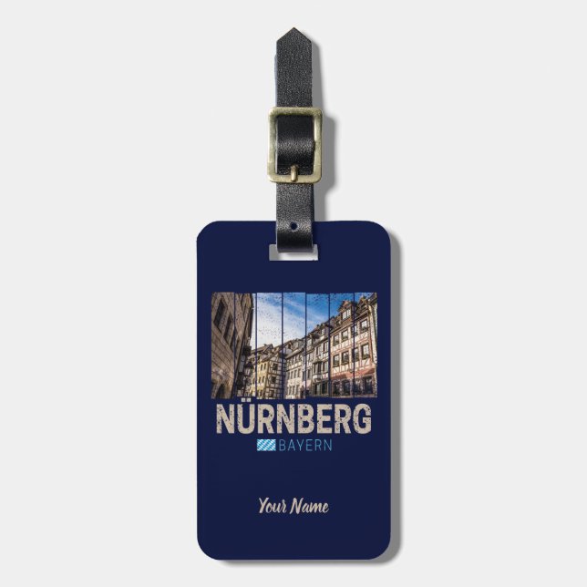 Nuremberg Vintage Bavaria Germany Souvenir Luggage Tag (Front Vertical)
