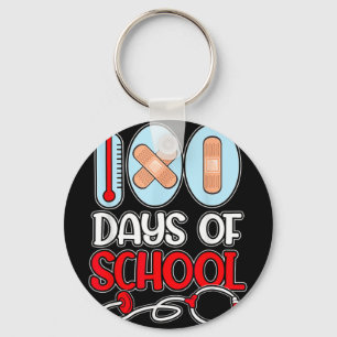 Nurse 100 Days Of School Love Stethoscope Nurse Li Keychain