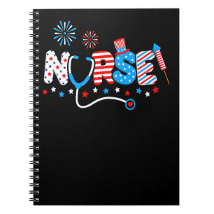 Nurse 4th Of July American Flag Patriotic Usa Stet Notebook