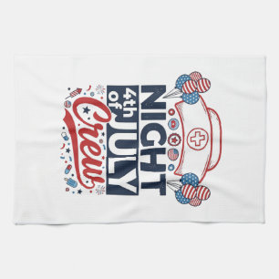 Nurse 4th of July Night Crew Patriotic Shirt Desig Kitchen Towel