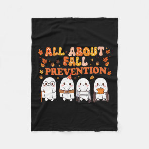 Nurse All About Fall Prevention Cute Ghosts Autumn Fleece Blanket