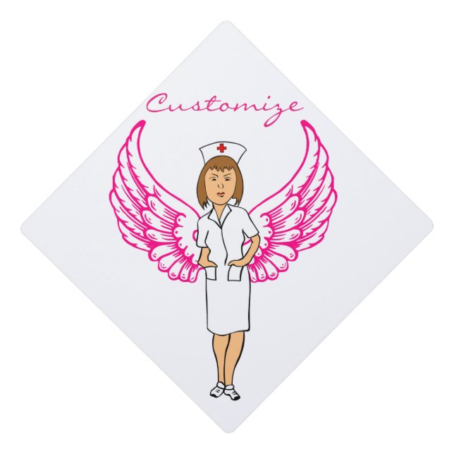 Nurse Angel Wings Thunder_Cove Graduation Cap Topper (Front)
