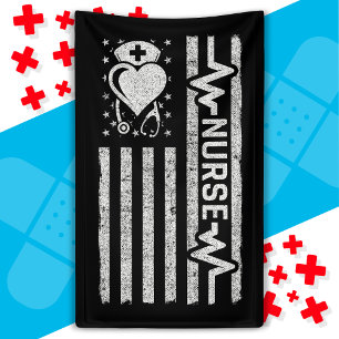 Nurse Appreciation Hero Heart Life American Flag Banner