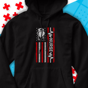 Nurse Appreciation Hero Heart Life American Flag Hoodie