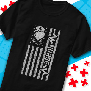 Nurse Appreciation Hero Heart Life American Flag T-Shirt