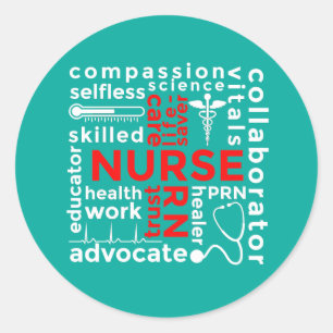 Nurse Art Accessorie Abstract Typo Design Gift Classic Round Sticker