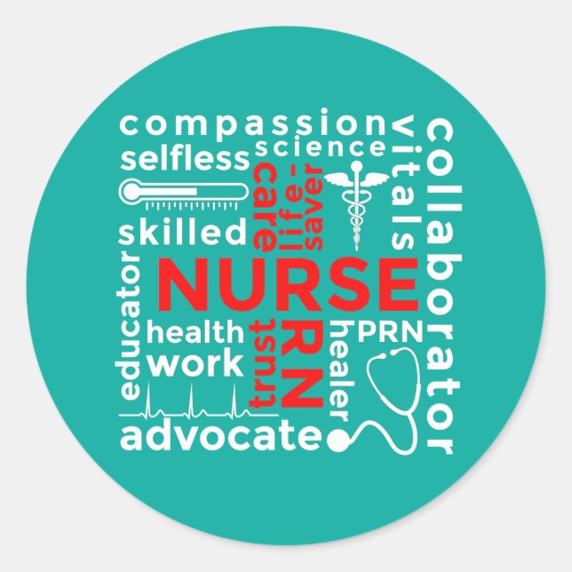 Nurse Art Accessorie Abstract Typo Design Gift Classic Round Sticker (Front)