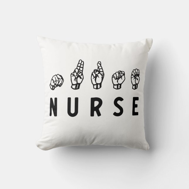 Nurse ASL hand sign language Nursing Grad RN gifts Throw Pillow (Front)