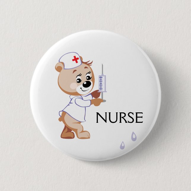 Nurse Bear 2 Inch Round Button (Front)