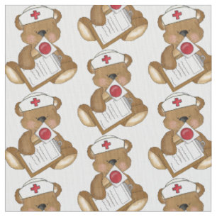 Nurse Bear Cartoon Pima cotton fabric