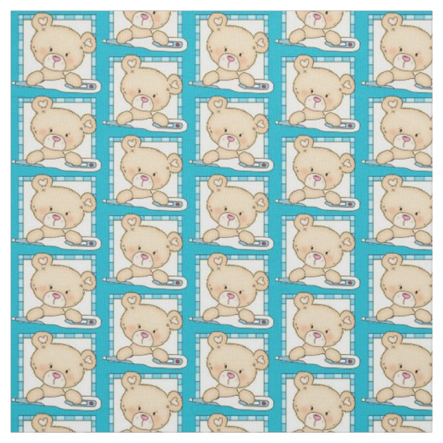 Nurse Bear Pima cotton fabric (Swatch)