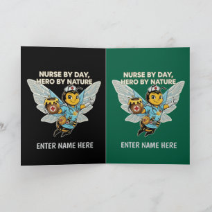 Nurse Bee Hero Retro Cartoon Medical Healthcare  Card