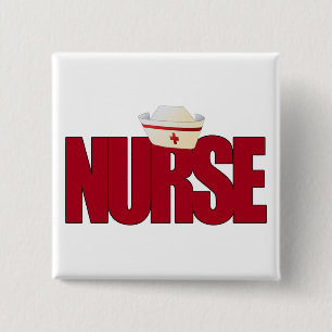 NURSE BIGRED with Cap 2 Inch Square Button
